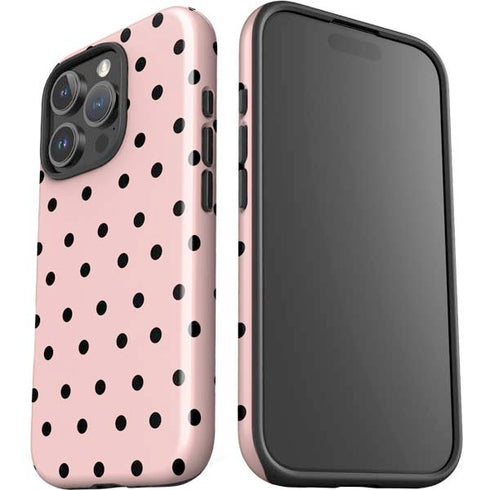 Pink and Black Polka Dots iPhone 16 Pro Impact Case